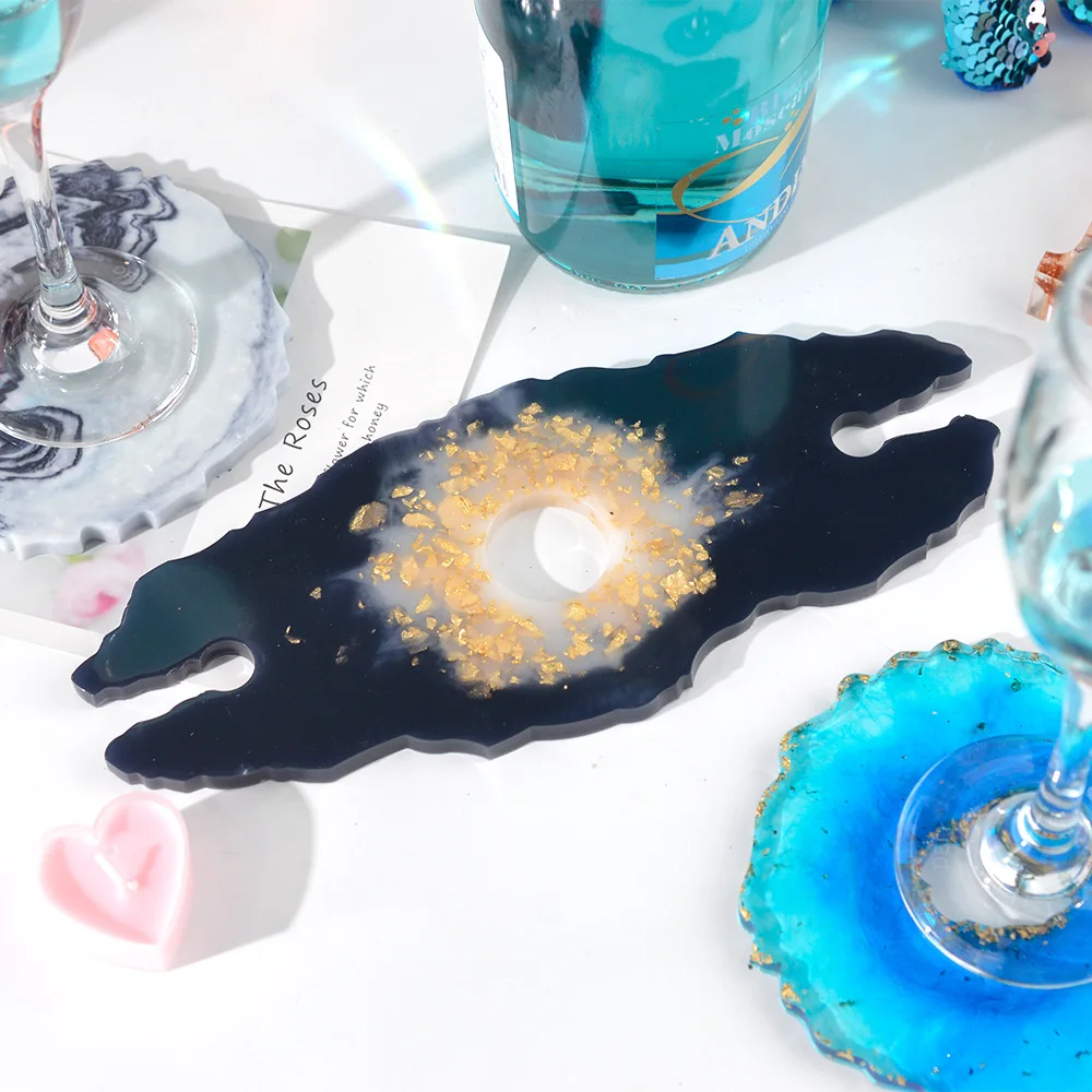 DIY 不規則なワインラック樹脂モールドクリスタルエポキシ樹脂モールドシリコーン赤ワイントレイモールド形のワイングラスラックコースターモールド