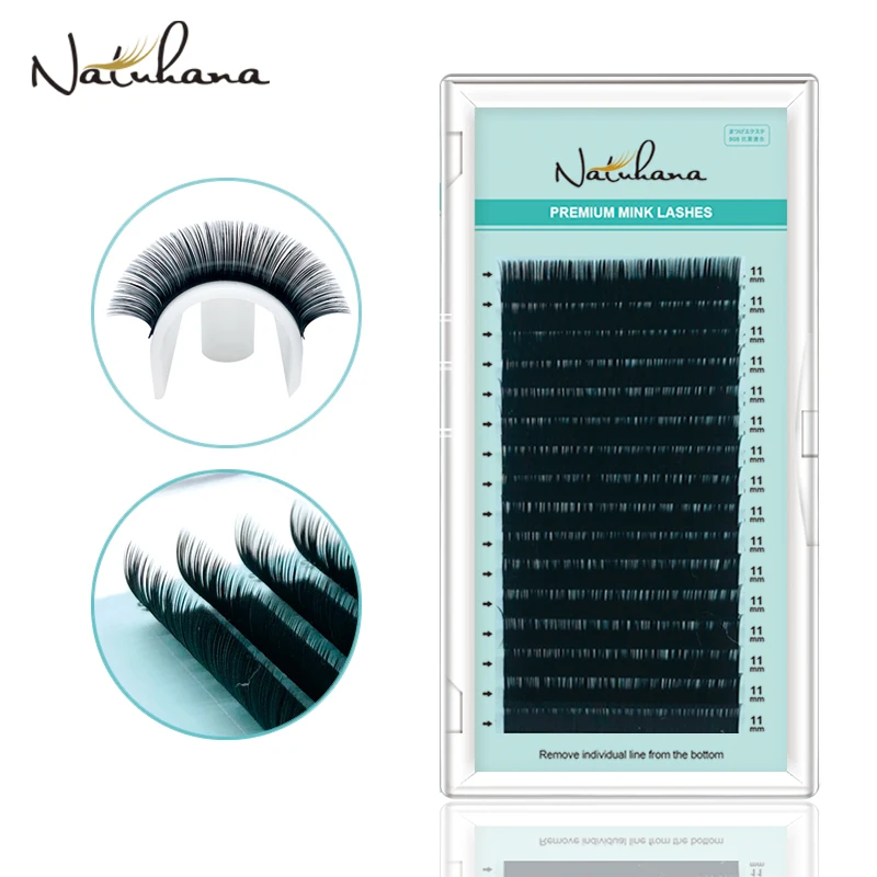 NATUHANA 16 filas B C cc D extensiones de pestañas individuales postizas Cilio pestañas de visón suaves naturales pestañas postizas mate de alta calidad