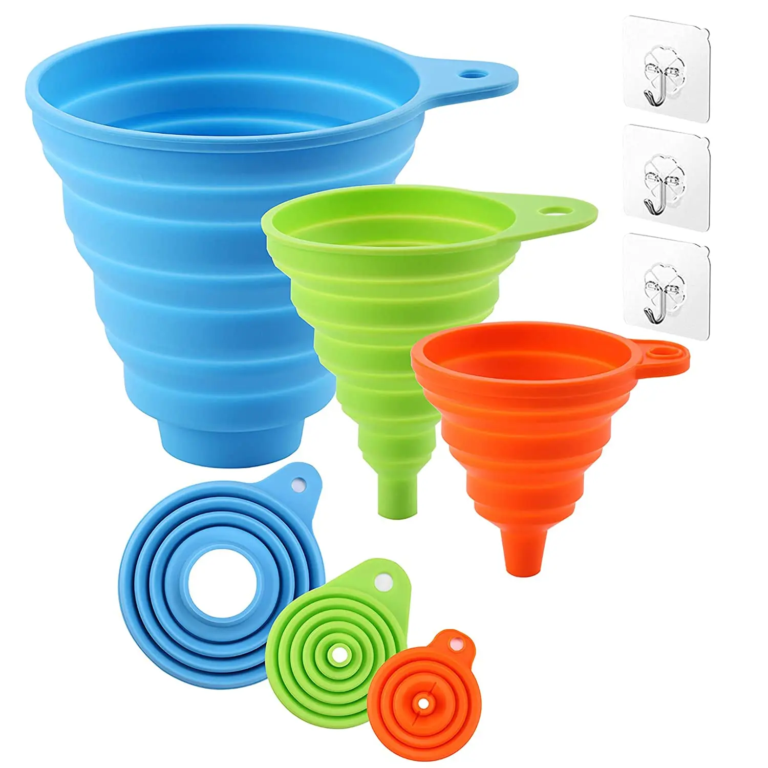 3 Pc Silicone Ốp Có Thể Gập Lại Phễu Hộ Gia Đình Nấu Ăn Nhà Bếp Dụng Cụ Di Động Rượu Mini Di Động Dầu Nồi Phễu