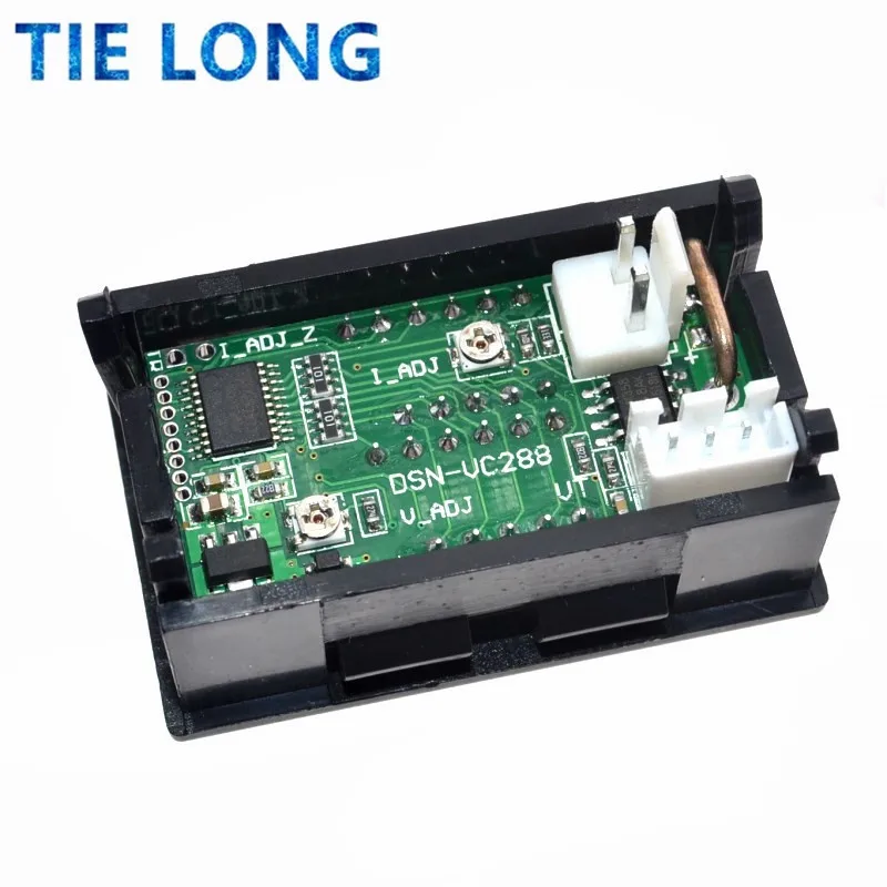 DC 0-100V 10A Voltmetro digitale Amperometro Doppio display Rilevatore di tensione Misuratore di corrente Pannello Amp Volt Gauge 0.28 "LED rosso blu