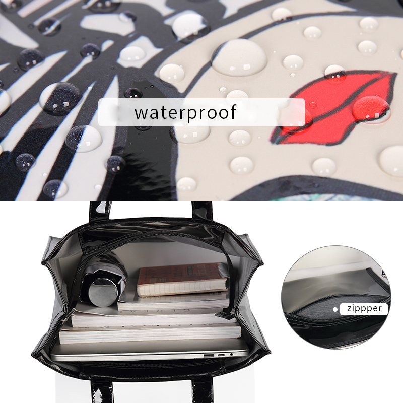 KOKOPEAS, bolso de compras con gráfico a la moda, bolso de hombro de PVC impermeable reutilizable, bolso de estilo Londres, bolso de compras para mujer