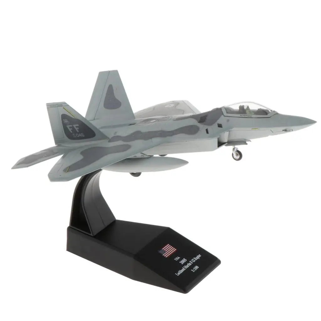 ディーキャストアメリカのF-22消防士ラプター飛行機モデル、記念品ラプター航空機、スタンド付きダイキャスト、キッズギフト、1: 100