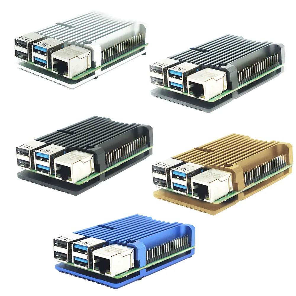 Raspberry Pi 4 Modelo B, ventiladores duales CNC, carcasa de aleación de aluminio, carcasa de armadura de 5 colores con disipadores de calor para Raspberry Pi 4B/3B +/3B