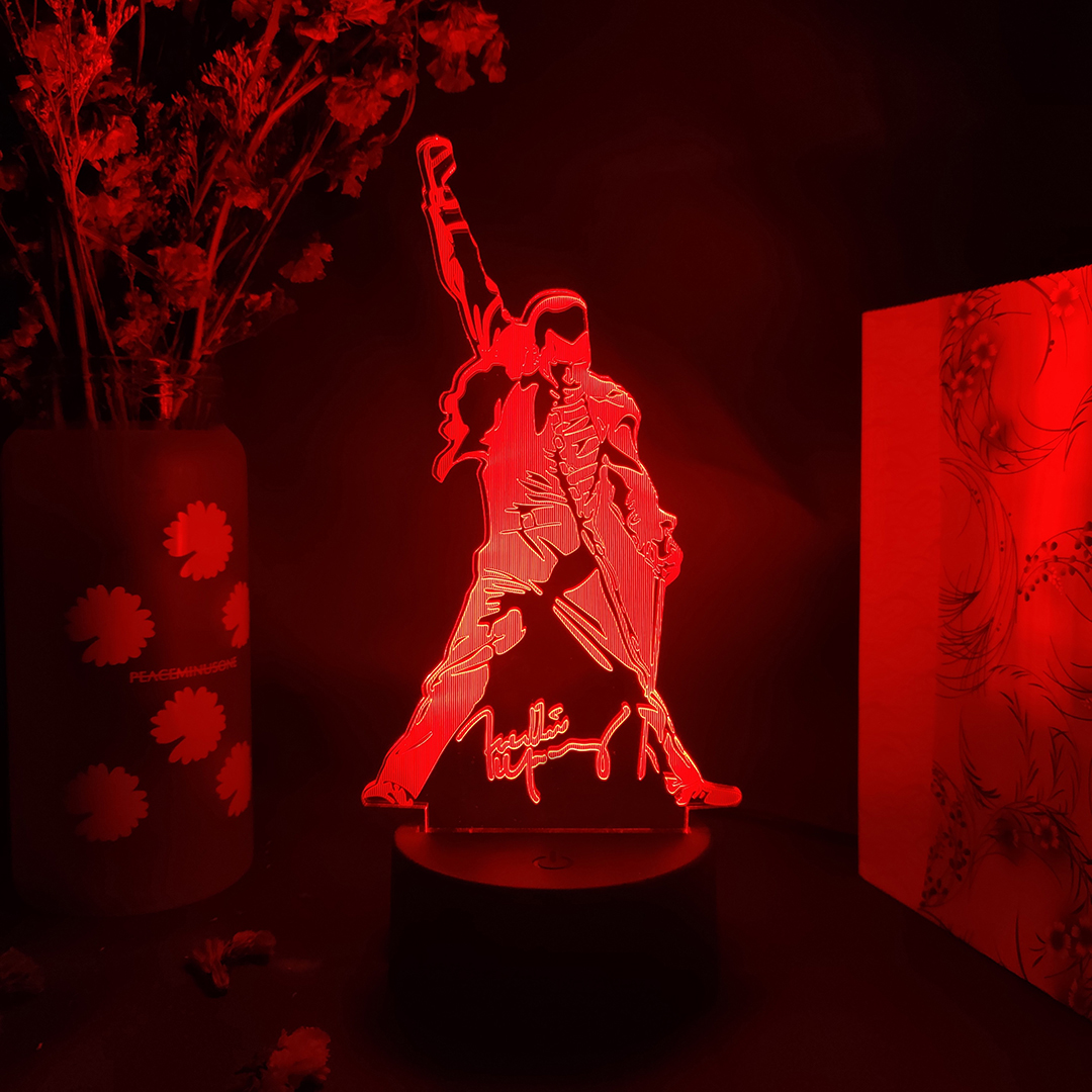 3D Led Night Light Queen Freddie Mercury Figure Color Changing Nightlight Office Bedroom Table Decor Lamp Xmas Gift Desktop Lamp