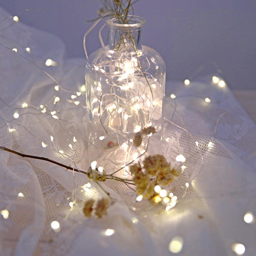 Guirnalda de luces LED de alambre de cobre de 1M, 2M, 3M, 5M, 10M, tapón de botella USB, iluminación navideña, guirnalda de hadas para decoración de fiesta de árbol de Navidad