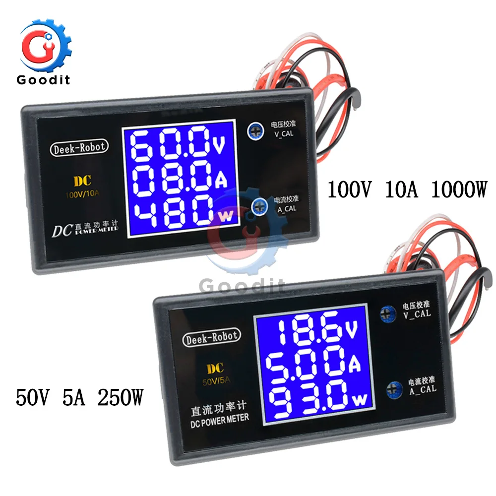 DC 0-100V 5A 10A 250W 1000W Màn Hình LCD Kỹ Thuật Số Khuếch Wattmeter, Điện Điện volt Báo Máy Màn Hình