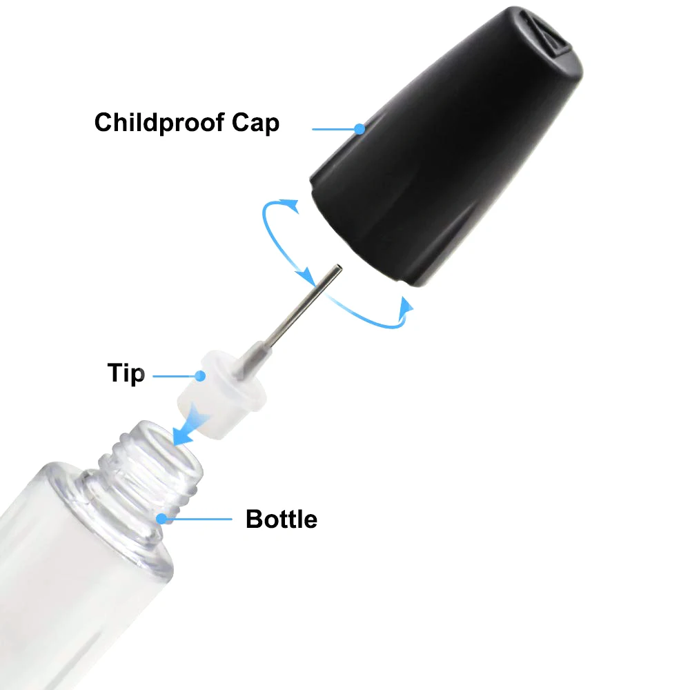20 Buah Botol Tetes Jus Eliquid Botol PET Jernih Plastik Kosong Ujung Jarum Baja Panjang Wadah Isi Ulang Minyak Vape 10ML 15ML