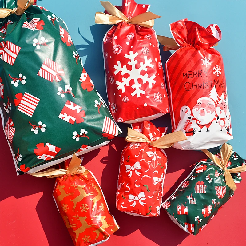 Chúc Giáng Sinh Túi Kẹo Santa Tặng Bông Tuyết Túi Dây Rút Đồ Dùng Trang Trí Giáng Sinh Cho Gia Đình Năm Mới 2022 Noel Tặng