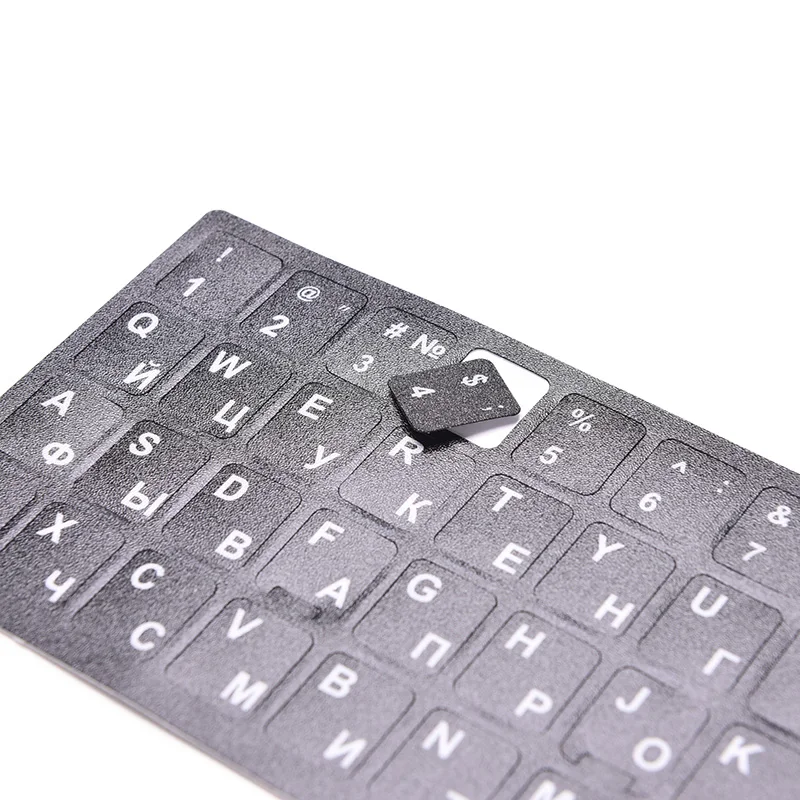 Russian Standard Keyboard Sticker Layout Durable Alphabet Black With White Letters For Laptop Desktop Computer