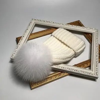 2021 Mới Lông Tự Nhiên Pom Pom Nón Thời Trang Mùa Đông Nón Cho Bé Gái Nữ Ấm Áp Beanies Cao Chất Lượng Cáo Mũ Lông Thú