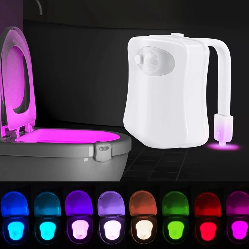 Capteur de mouvement automatique toilette veilleuse 16 couleurs salle de bain cuvette de toilette siège lumière à piles étanche salle de bain lampe