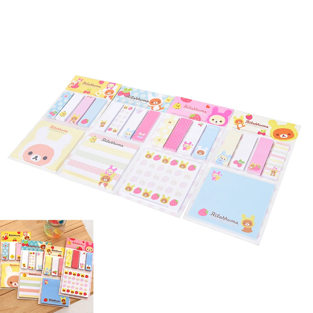 Rilakkuma Hoạt Hình Dễ Thương Gấu Giấy Dán Ghi Chú Memo Pad Dùng Học Quy Hoạch Dán Giấy Đánh Dấu Trang Hàn Quốc Văn Phòng Phẩm