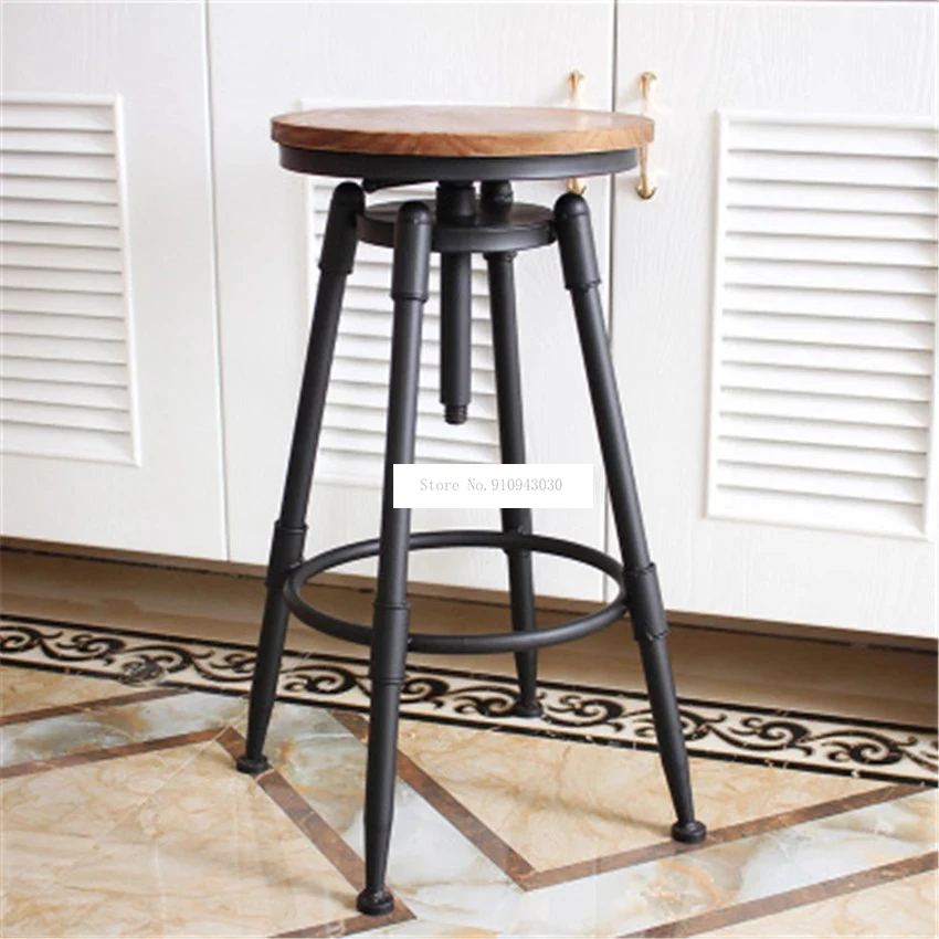 Retro Mỹ Quốc Gia Phong Cách Xoay Ghế Bar Phân Sắt Gỗ Nghệ Thuật/Mềm Đệm Cao Cấp Chân Xoay Được Liftable Thanh ghế