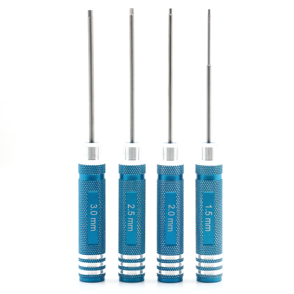 RC Tools 4-teiliges Sechskantschraubendreher-Set, Titanbeschichtung, gehärtet, 1,5 2,0 2,5 3,0 mm Schraubendreher für Hubschrauberspielzeug