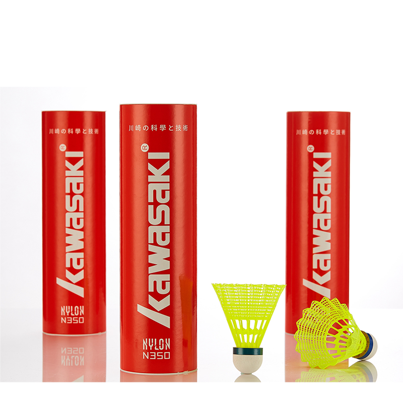 คาวาซากิไนลอน N350 สําหรับการฝึกอบรม 6 ชิ้นแบดมินตันลูกขนไก่พลาสติก Birdies สําหรับการฝึกอบรมกลางแจ้งใช้ทนทานความเร็วปานกลาง