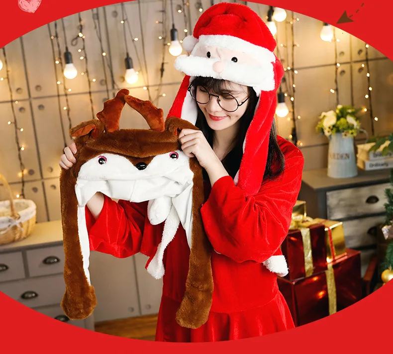 Ông Già Noel Airbg Nón Di Chuyển Tai Hoạt Hình Dễ Thương Đồ Chơi Xinh Xắn Kawaii Ngộ Nghĩnh Đồ Chơi Nón Bé Gái Sang Trọng Đồ Chơi Sinh Nhật Quà Tặng Giáng Sinh nón Lưỡi Trai Cho Bé