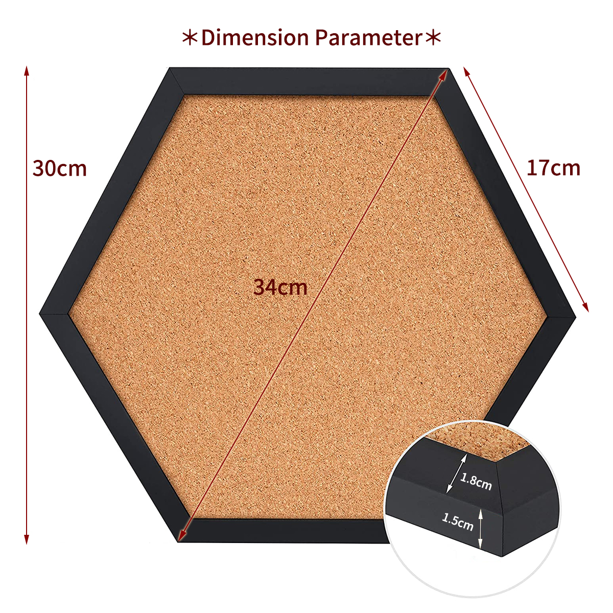 New Style Equilateral Hexagon Cork Board Innovative Message Board Pin Boards Wood Frame Decorative Postcard Wall Bulletin Board