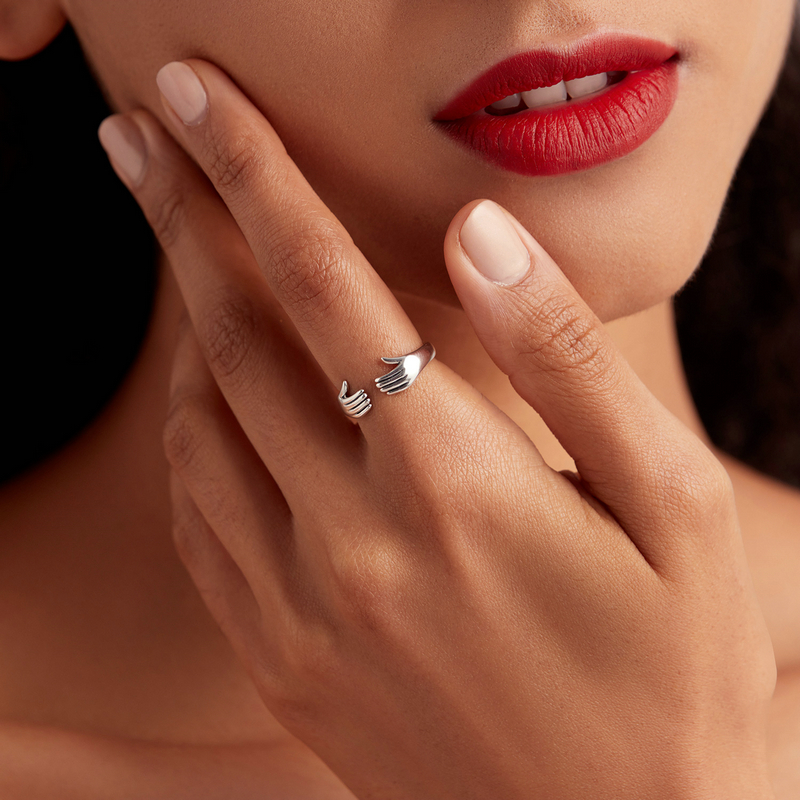 WOSTU 925 en argent Sterling câlin mains anneau conception Simple bague pour les femmes élégant bijoux en argent CTR176