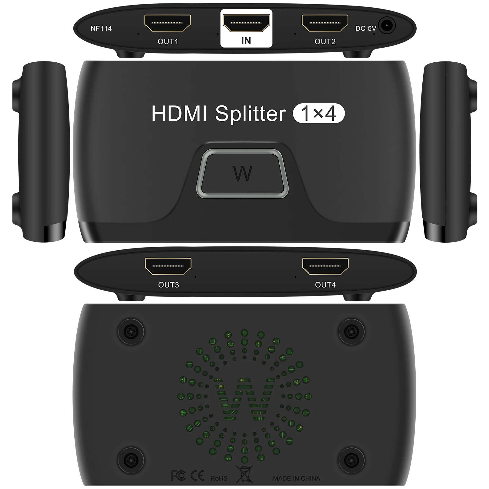 Hdmi Splitter Hdmi Splitter 1 In 4 Out Hdmi Splitter Switch Hdmi Splitter 4K Mendukung 3D 4K @ 60HZ Full HD2160P untuk Xbox PS4