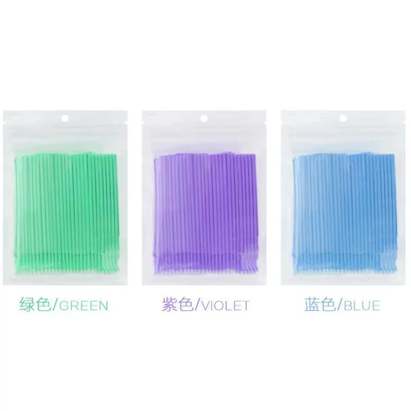 100 ชิ้น/ล็อตทิ้ง Microbrushes แปรงขนตา Swab Applicators Eyelash Extension อุปกรณ์ Grafting Lashes ถอดเครื่องมือ