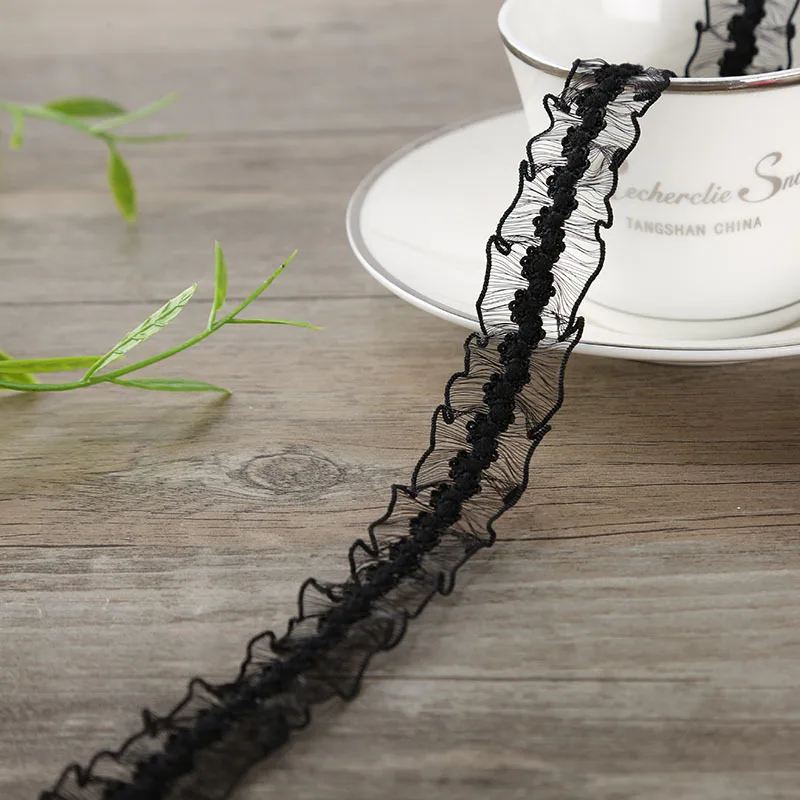 10หลาลูกไม้ผ้าลูกไม้ยืดหยุ่น DIY อุปกรณ์เสริมผมยืดหยุ่นคอกระโปรงลูกไม้ Trim เสื้อผ้าอุปกรณ์เสริมสายรัดยืดลูกไม้