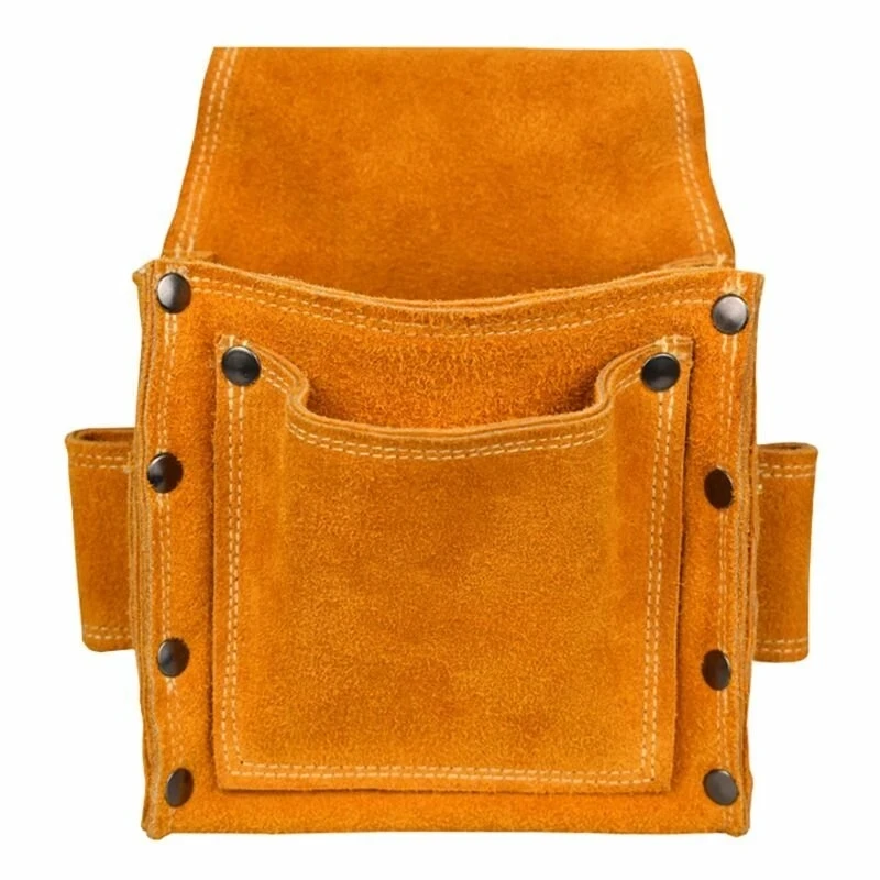 Cowhide สวมใส่เอวไฟฟ้าเจาะกระเป๋าสกรูเล็บเจาะชิ้นส่วนโลหะตกปลาเครื่องมือเก็บกระเป๋าเข็มขัด