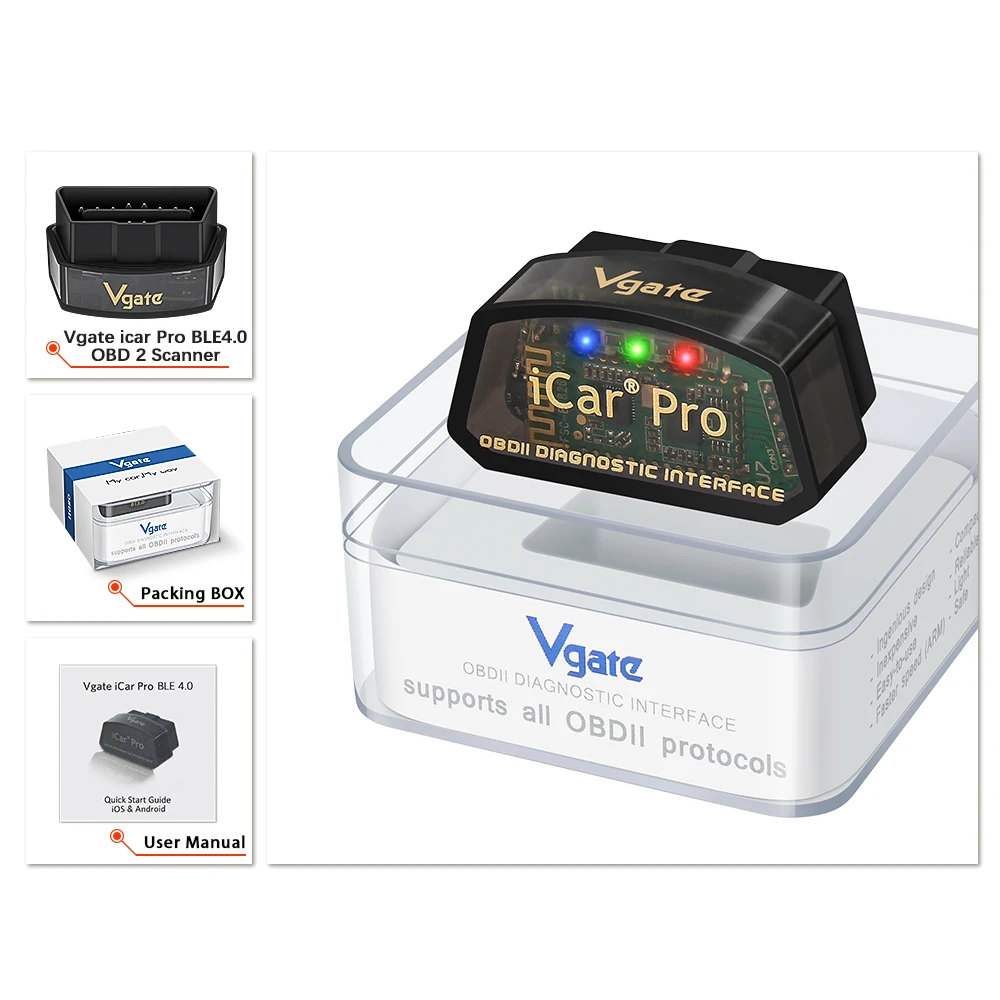 Vgate iCar Pro ELM327 WIFI OBD2 escáner para IOS/Android Bluetooth 4,0 ElM 327 OBD 2 herramienta de diagnóstico de coche herramienta de escaneo lector de código