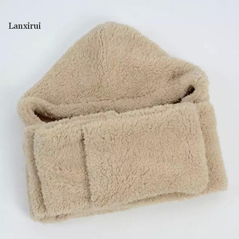 Neue Mode Mit Kapuze Schal Hut Handschuh Heißer Verkauf 3 Stück Sets Frauen Winter Warme Weiche Kapuze Schal Snood Tasche Hüte handschuhe
