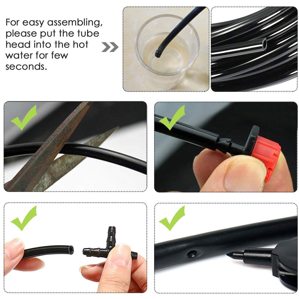 Tubo per irrigazione da giardino Tubo da 4/7mm Tubo per microirrigazione in PVC Tubo da 1/4 '' Sistema di irrigazione a goccia Tubo per irrigazione per serra Bonsai