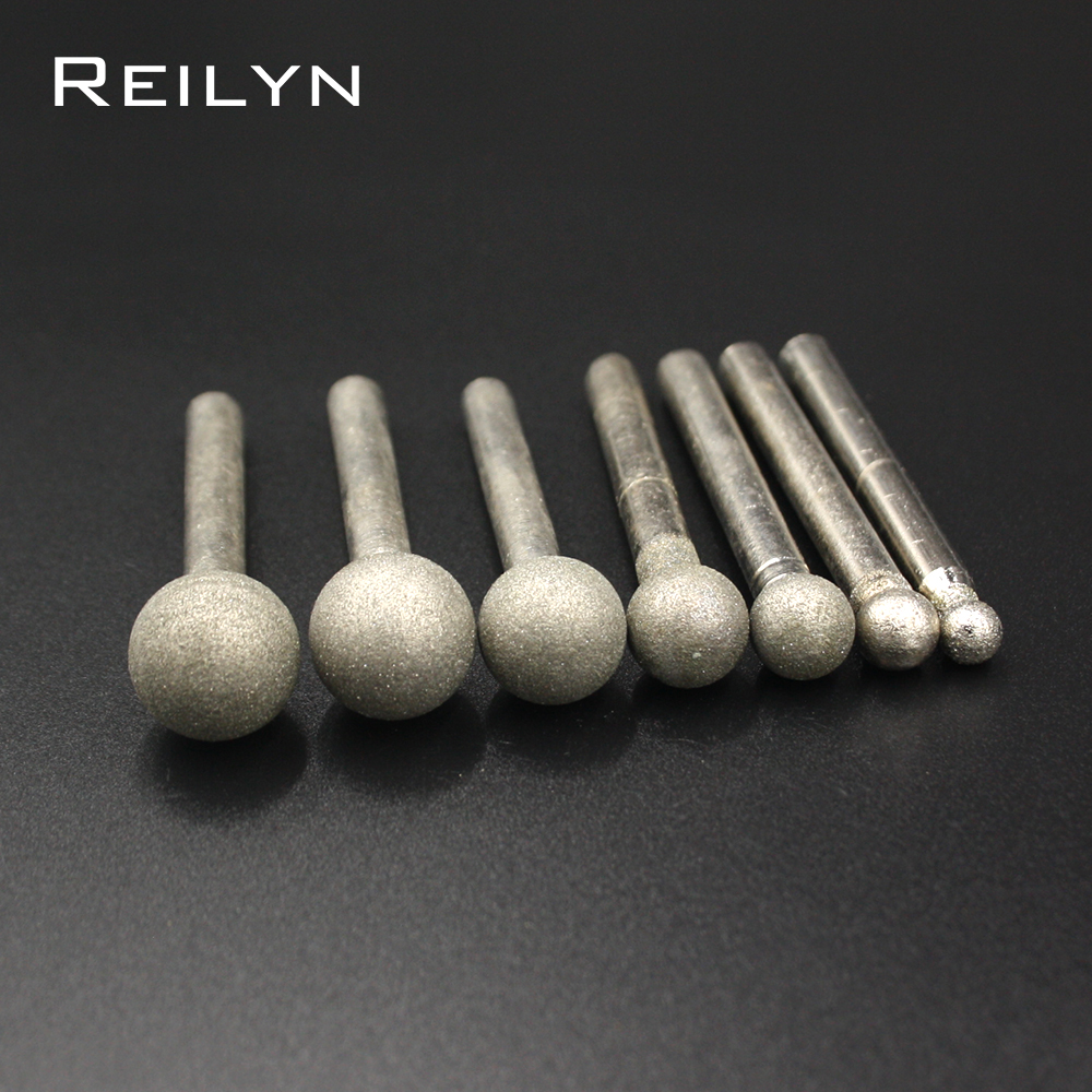 Reilyn Đầu Tròn 6Mm Bi Đầu Mài Emery Kim Cương Xay Bit 120 #6Mm-18Mm đá Ngọc Bích Đánh Bóng Bit 1Pc
