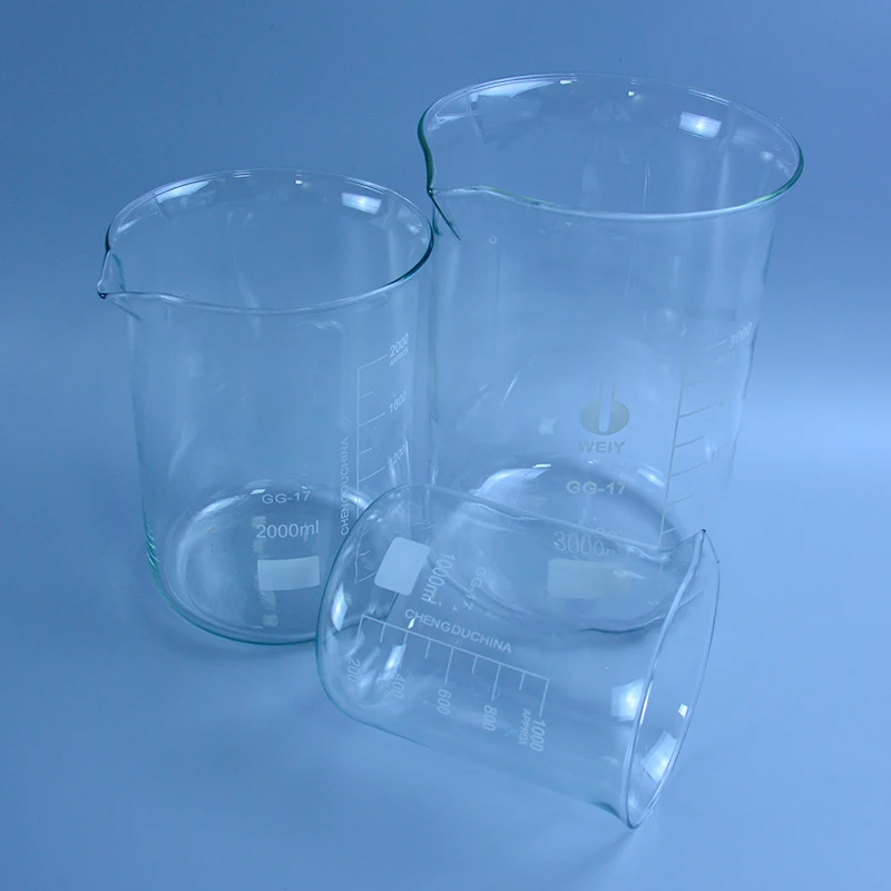 1000ML 2000ML Low Form Beaker Chemistry Laboratory Borosilicate Glass Transparent Beaker Thickened with spout 1PC