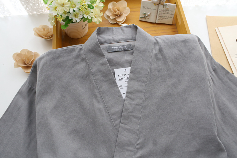 2025 ชุดกิโมโนญี่ปุ่นผู้ชายฤดูใบไม้ผลิและฤดูร้อนชุดนอน 2 ชิ้นผ้าฝ้าย 100% สีทึบขนาดใหญ่ขนาดชุดบริการบ้านบุรุษ