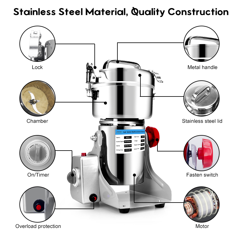 EU 800G 3000W Herb Grinder Coffee Machine Grain Spices Mill Medicine Wheat Mixer Dry Food Grinder