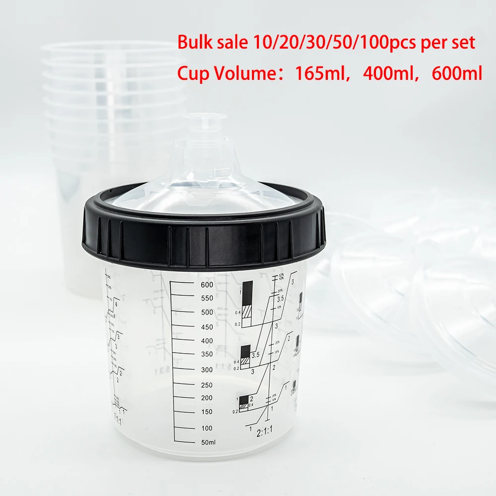 10/20/30/50 Con Số Lượng Lớn Bán Phun Sơn Xe Tăng Phun Trộn Cup 165/400/600Ml Dùng Một Lần Ly Đo Lường Loại H/O Nhanh Cup