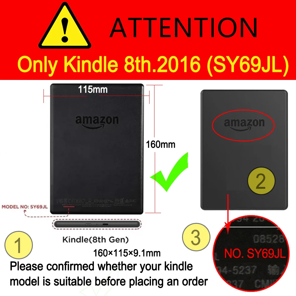 2020 Từ Sợi Vải Thông Minh Kindle Dùng Cho Kindle 8th SY69JL Thế Hệ 2016 Thông Minh Vỏ Da Flip Cover Với Tự Động Ngủ đánh Thức