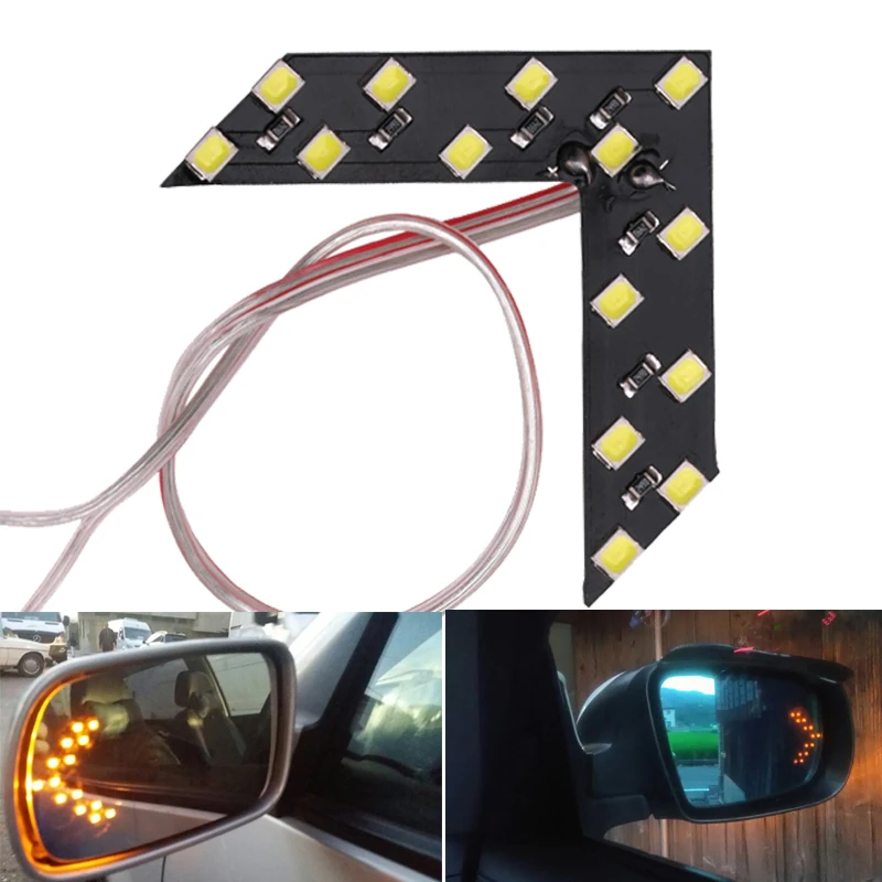 1x luz LED de intermitente de estilo de coche espejo retrovisor paneles de flecha luz indicadora bombilla de señal de espejo retrovisor 12V 14 SMD amarillo