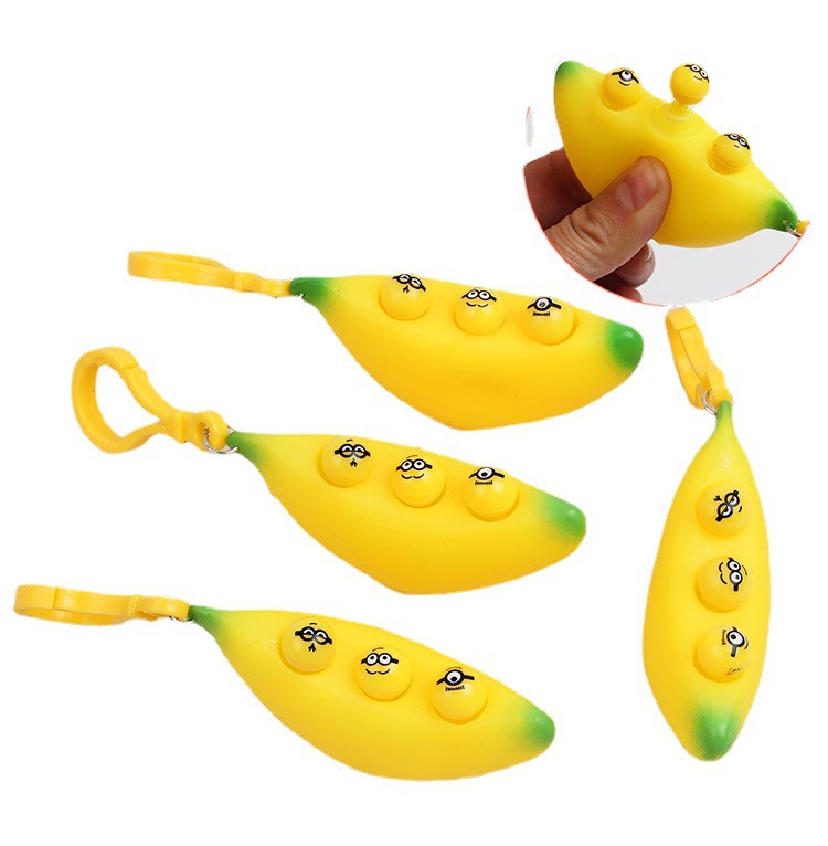 Mainan Dekompresi Pisang Anti-stres Yang Licin Bola Tekanan Buah Lucu Mainan Jari Antistress Penghilang Stres