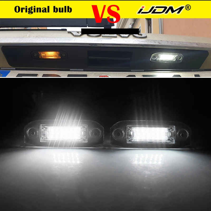 Ijdm xenon branco oem-ajuste completo led luz da placa de licença para volvo s80 xc90 s40 v60 xc60 s60 c70 xc70 v70 lâmpada de número de estilo do carro