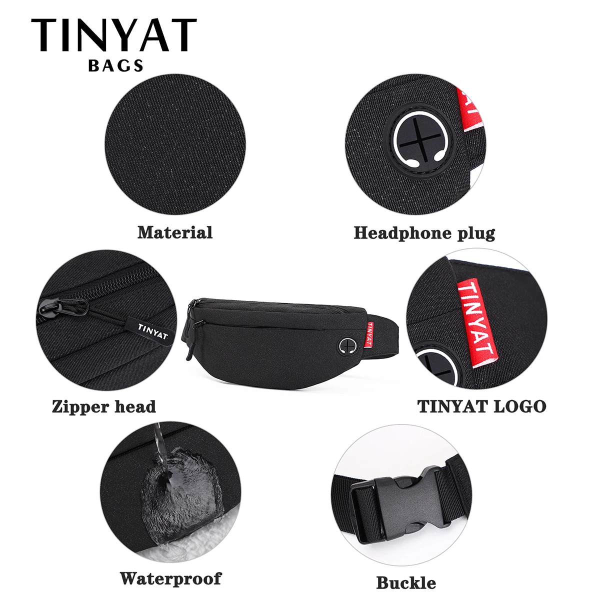 TINYAT ผู้ชายเอวกระเป๋าแพ็คกระเป๋าสบายๆโทรศัพท์ขนาดใหญ่กระเป๋าเข็มขัดกระเป๋าผู้หญิงผ้าใบกระเป๋าเดินทาง Fanny กล้วยกระเป๋าสะโพก 4 กระเป๋า