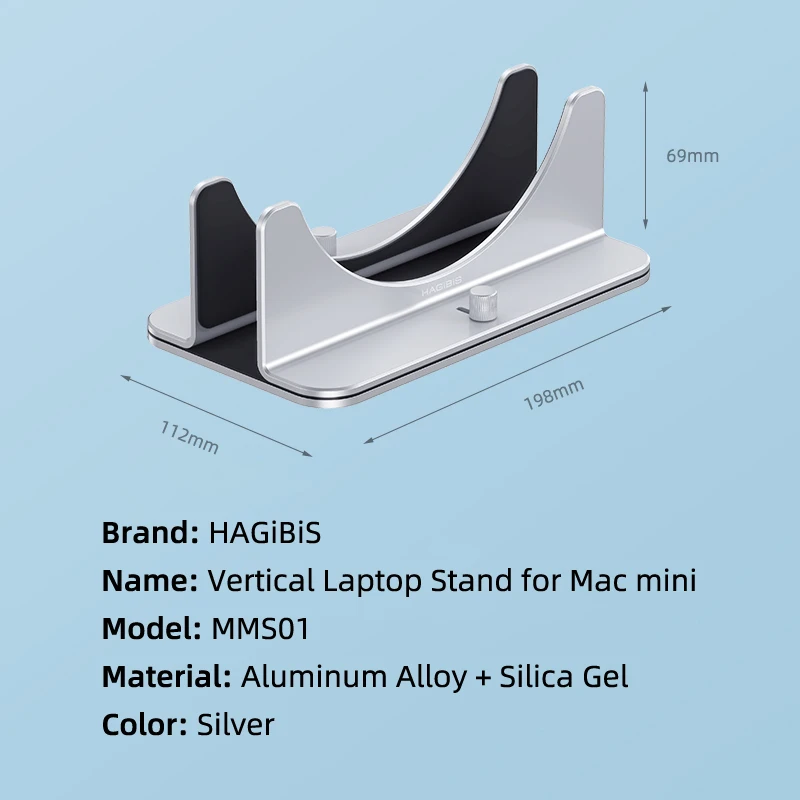 Hagibis-Apple Mac mini用の調整可能な滑り止めアルミニウム合金ノートブックスタンド