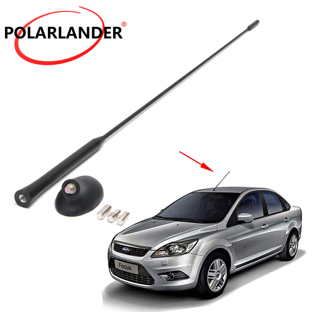 PolarLander アンテナ/空中交換マスト オート ベースキット付き 空中車ルーフツール フォード/フォーカス 2000-2007 54cm / 21.5インチ ブラック