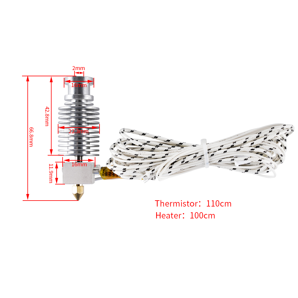 KINGROON KP3S Hotend Kit para extrusora Titan filamento de 1,75mm MK8 boquilla de 0,4mm extremo caliente