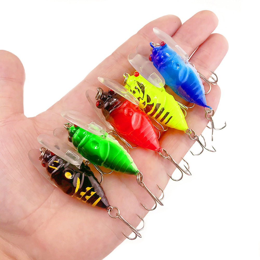 1 Uds simulación cigarra cebo falso duro señuelo de Pesca 5cm 6g Iscas biónicas Wobblers artificiales Crankbait Pesca insecto Pike aparejos