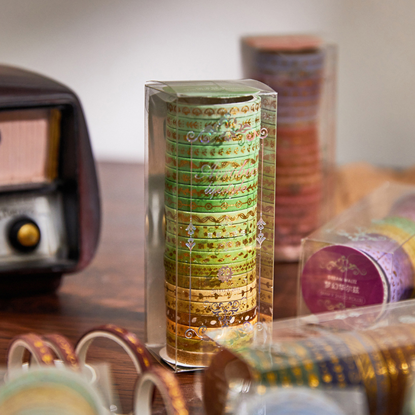 20 Rollen schlankes Washi-Tape, dekoratives Goldfolien-Abdeckband, Scrapbooking, Klebeband, Aufkleber für Tagebuch, Dekoration, Washi-Tape