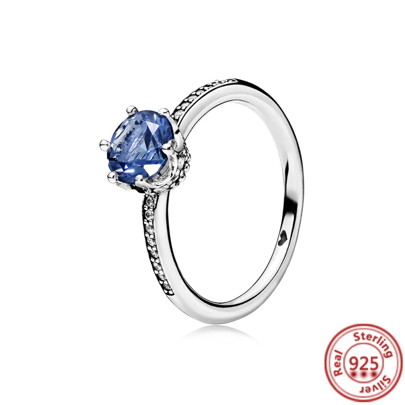 Classico 100% argento sterling 925 principessa tiara corona scintillante amore cuore CZ Pantaro anelli donne gioielli di fidanzamento anniversario