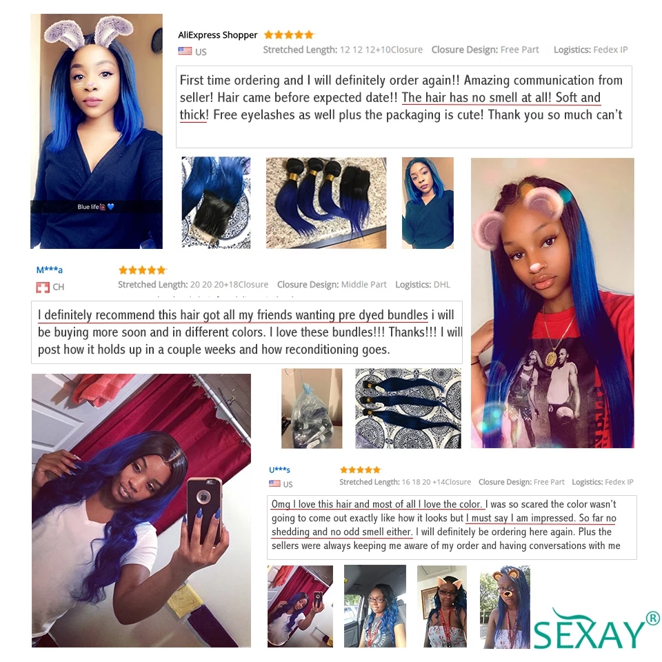 Sexay-ペルーの自然なウェーブのかかった髪,ダークルーツ,シェード,ブルー1b,ブラック,ブルー,4ストリップのセット,オファー,10a