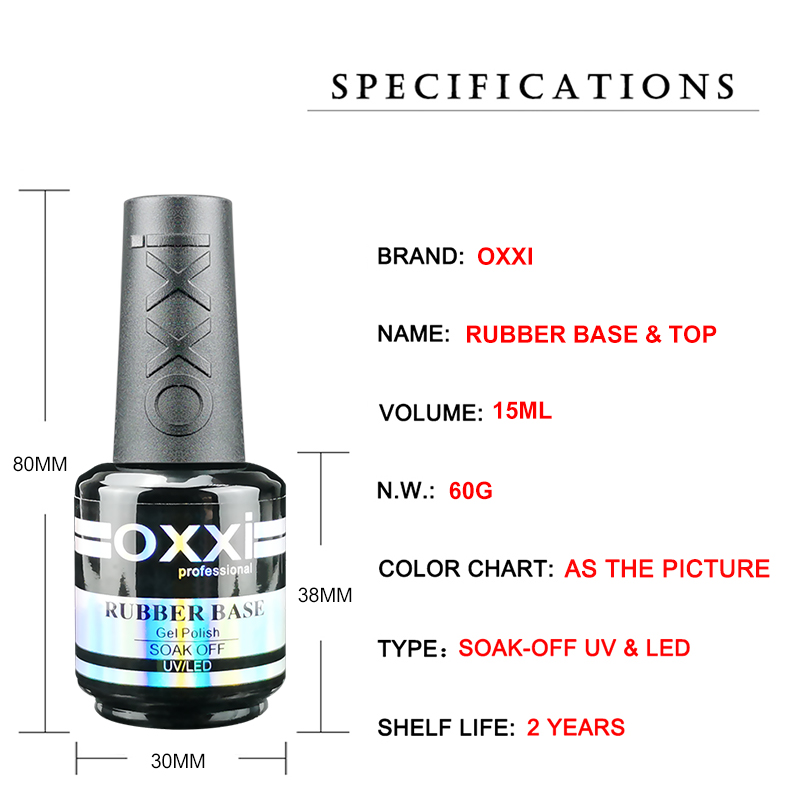 OXXI 15ml Base y capa superior para esmalte de Gel barniz semipermanente capa superior de goma y capa Base Gellac uv led esmalte permanente Lak