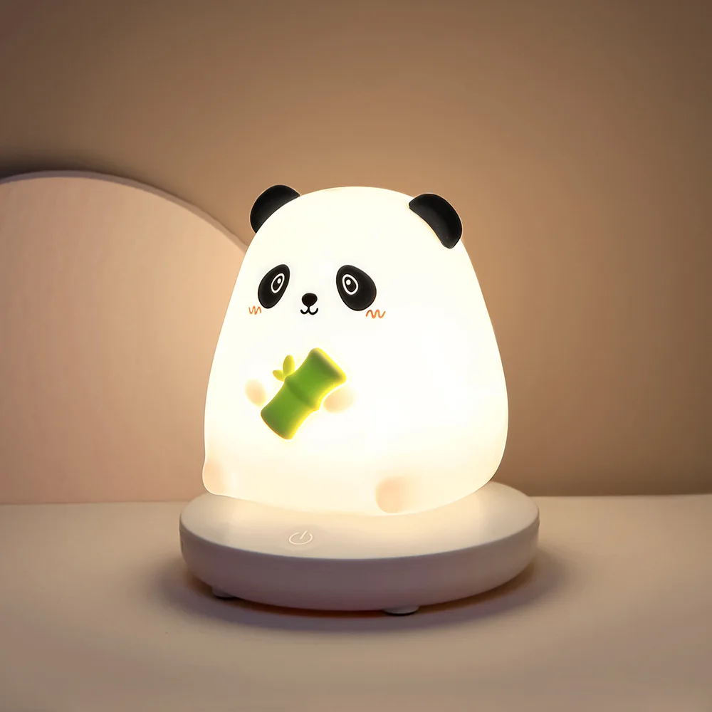 ไฟ LED กลางคืนสําหรับห้องนอนเด็กน่ารักสัตว์หมูกระต่ายโคมไฟ Touch Sensor หรี่แสงได้เด็กวันหยุดของขวัญ USB ชาร์จ