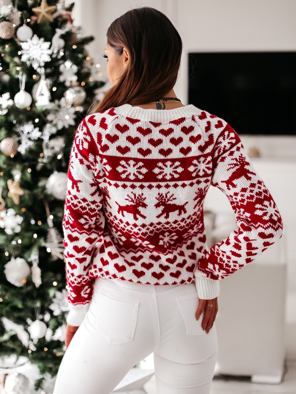 Neue Winter Weihnachten Frauen Pullover Pullover Tops Casual Langarm Druck Gestrickte Pullover Frauen Kleidung