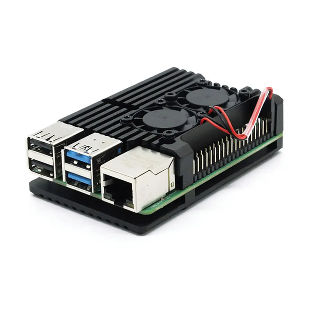 Raspberry Pi 4 Modelo B, ventiladores duales CNC, carcasa de aleación de aluminio, carcasa de armadura de 5 colores con disipadores de calor para Raspberry Pi 4B/3B +/3B